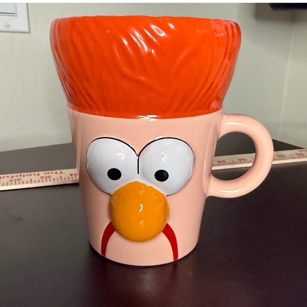 Disney Muppets Beaker 3D Sculpted Ceramic Mug 17oz Meep Orange Stoneware